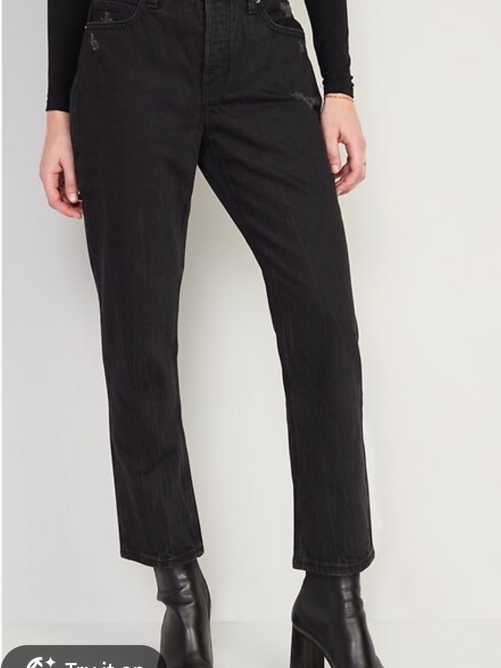Old Navy Black Distressed - slouchy straight